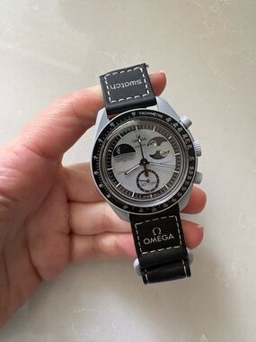 Swatch Black & Silver Mission to Earthphase Chronograph